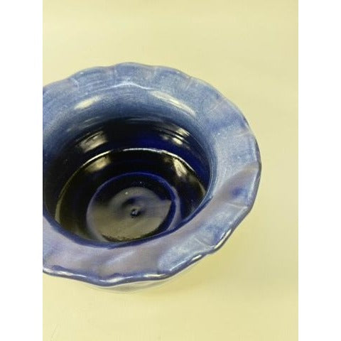 Jardiniere Flower Pot Planter Centerpiece Bowl Vase Pottery Cobalt Blue -Hand Thrown Studio Art Glaze -  Vance Dunn Chatham County NC