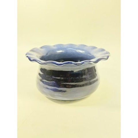 Jardiniere Flower Pot Planter Centerpiece Bowl Vase Pottery Cobalt Blue -Hand Thrown Studio Art Glaze -  Vance Dunn Chatham County NC