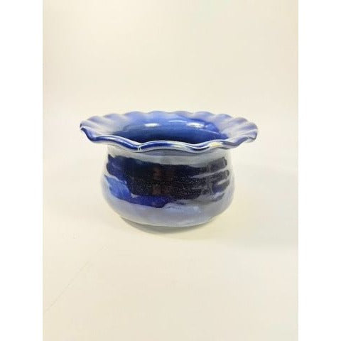 Jardiniere Flower Pot Planter Centerpiece Bowl Vase Pottery Cobalt Blue -Hand Thrown Studio Art Glaze -  Vance Dunn Chatham County NC