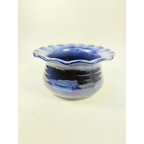 Jardiniere Flower Pot Planter Centerpiece Bowl Vase Pottery Cobalt Blue -Hand Thrown Studio Art Glaze -  Vance Dunn Chatham County NC