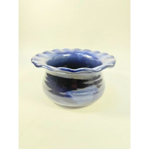 Jardiniere Flower Pot Planter Centerpiece Bowl Vase Pottery Cobalt Blue -Hand Thrown Studio Art Glaze -  Vance Dunn Chatham County NC