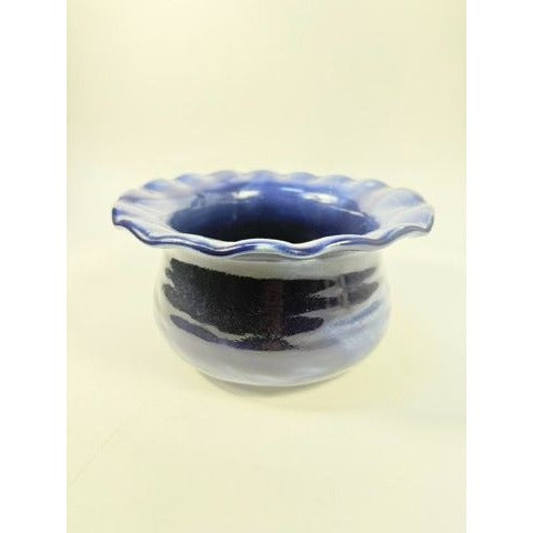 Jardiniere Flower Pot Planter Centerpiece Bowl Vase Pottery Cobalt Blue -Hand Thrown Studio Art Glaze -  Vance Dunn Chatham County NC