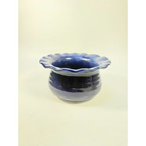Jardiniere Flower Pot Planter Centerpiece Bowl Vase Pottery Cobalt Blue -Hand Thrown Studio Art Glaze -  Vance Dunn Chatham County NC