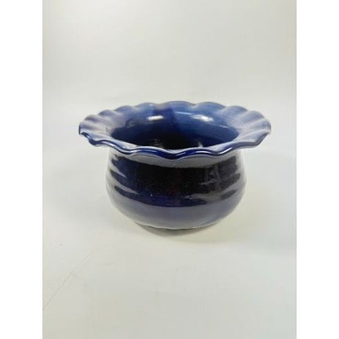 Jardiniere Flower Pot Planter Centerpiece Bowl Vase Pottery Cobalt Blue -Hand Thrown Studio Art Glaze -  Vance Dunn Chatham County NC
