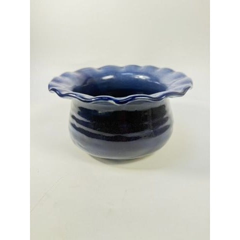 Jardiniere Flower Pot Planter Centerpiece Bowl Vase Pottery Cobalt Blue -Hand Thrown Studio Art Glaze -  Vance Dunn Chatham County NC