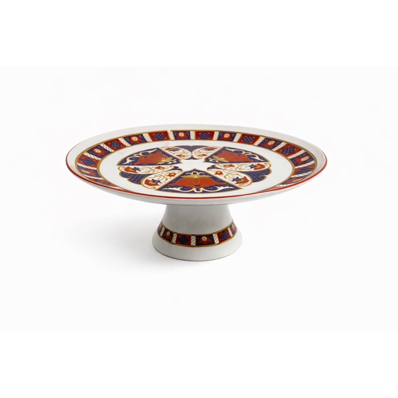 Pedestal Cake Plate Imari Seymour Mann Derbyshire Footed Replacement China Vintage Serving Pieces Red Blue Gold Vintage Japan Porcelain