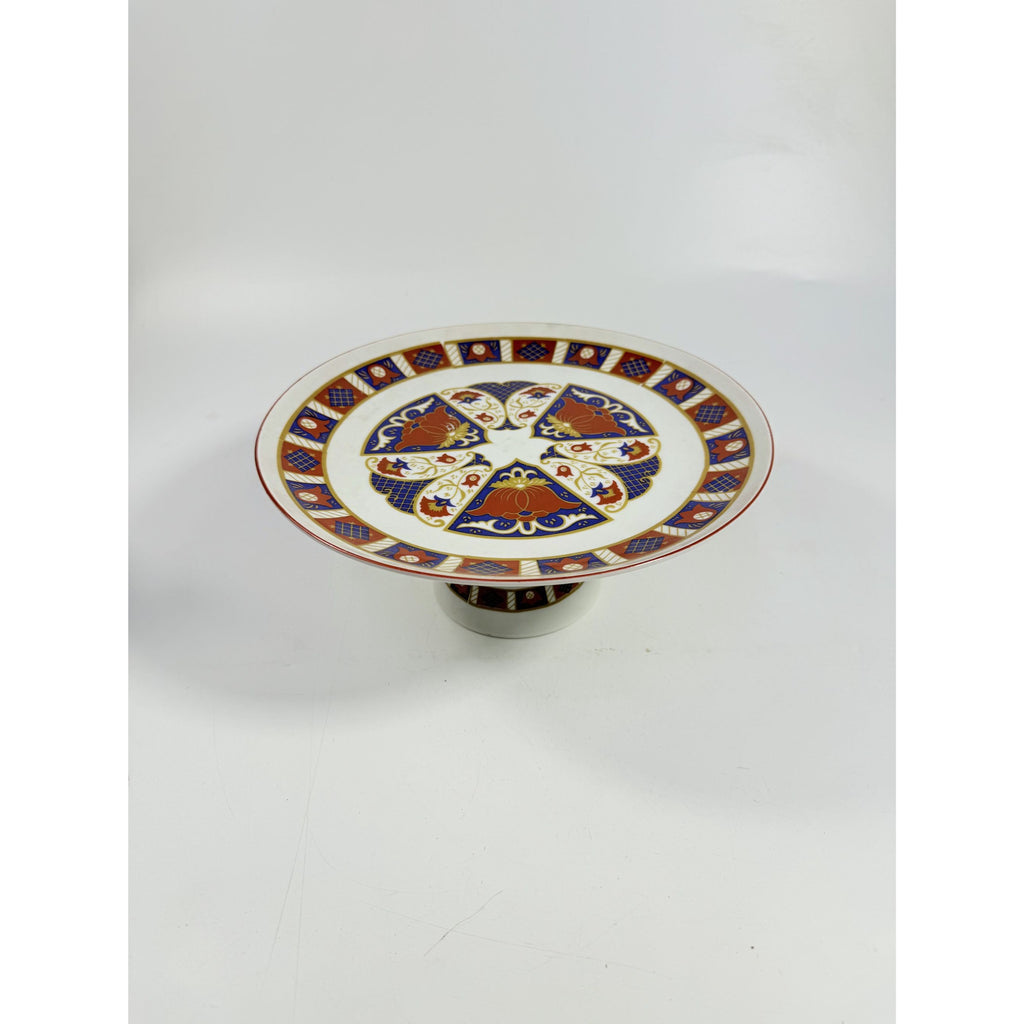 Pedestal Cake Plate Imari Seymour Mann Derbyshire Footed Replacement China Vintage Serving Pieces Red Blue Gold Vintage Japan Porcelain