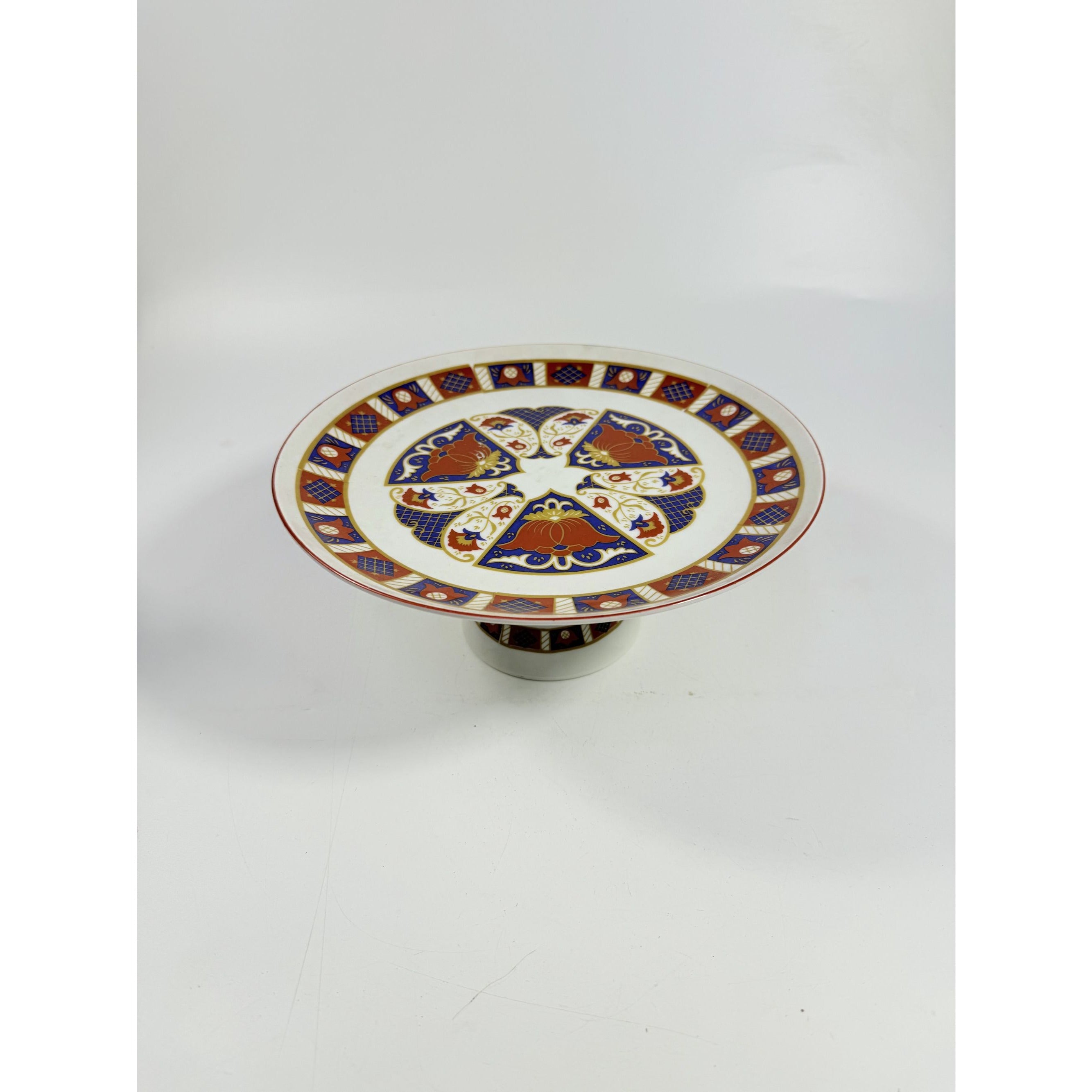 Pedestal Cake Plate Imari Seymour Mann Derbyshire Footed Replacement China Vintage Serving Pieces Red Blue Gold Vintage Japan Porcelain