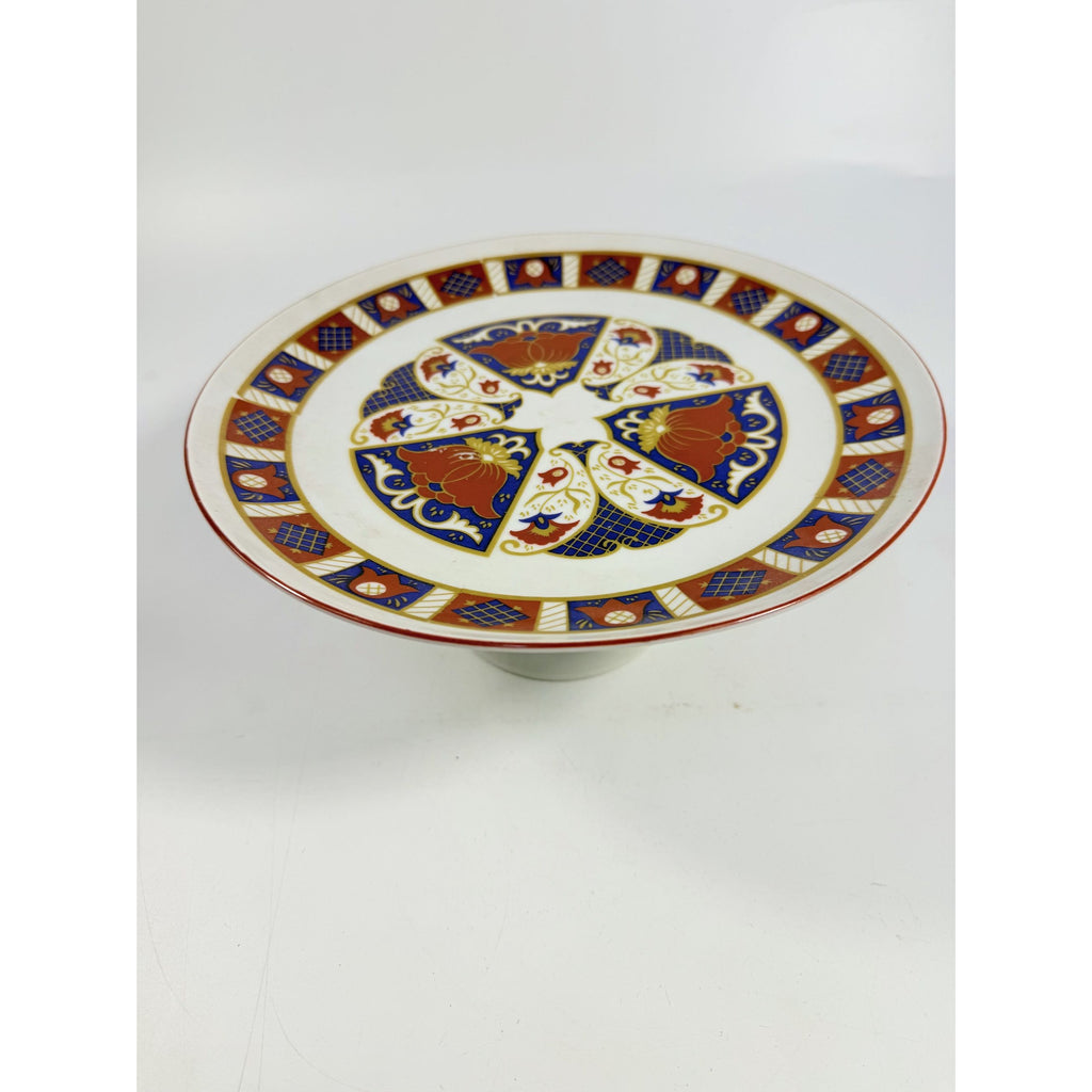 Pedestal Cake Plate Imari Seymour Mann Derbyshire Footed Replacement China Vintage Serving Pieces Red Blue Gold Vintage Japan Porcelain