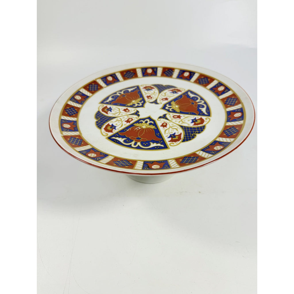 Pedestal Cake Plate Imari Seymour Mann Derbyshire Footed Replacement China Vintage Serving Pieces Red Blue Gold Vintage Japan Porcelain