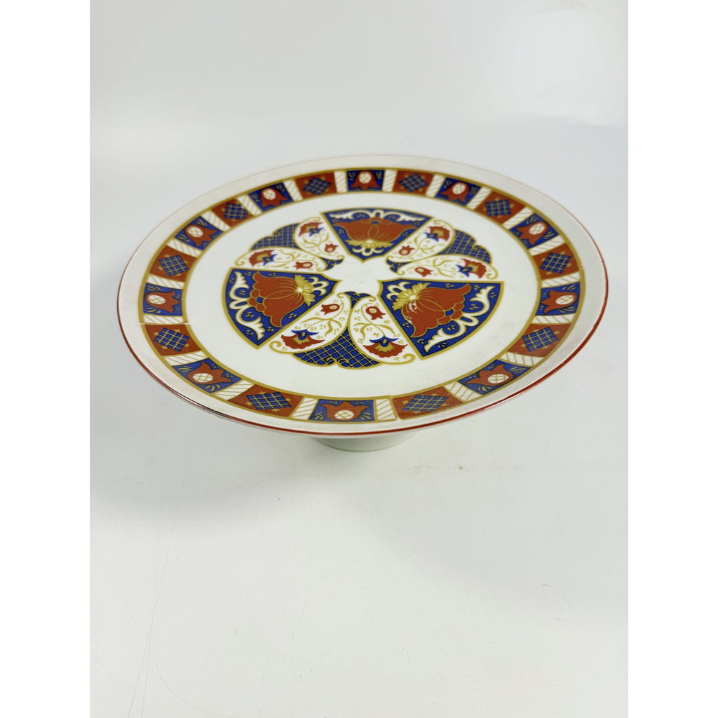 Pedestal Cake Plate Imari Seymour Mann Derbyshire Footed Replacement China Vintage Serving Pieces Red Blue Gold Vintage Japan Porcelain