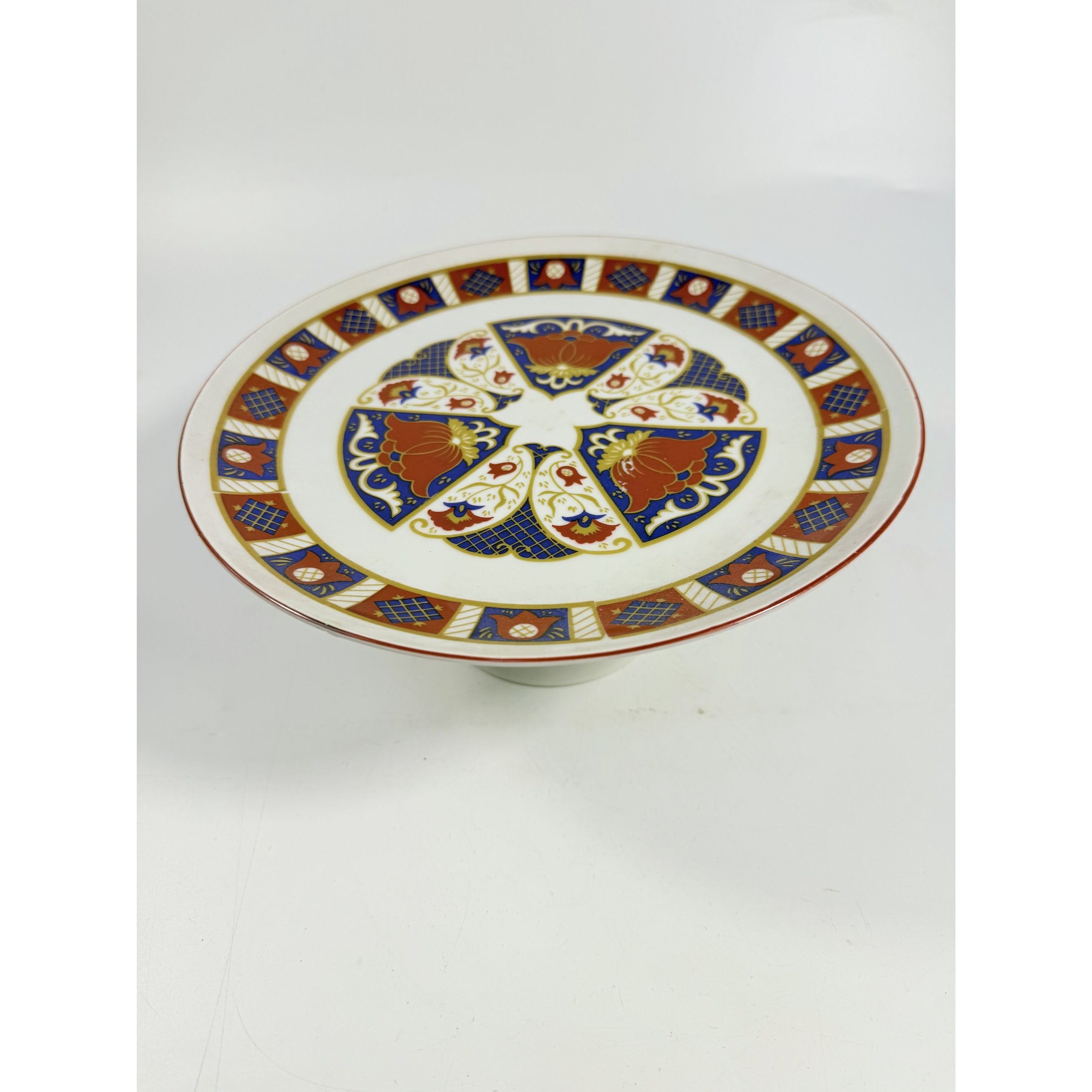 Pedestal Cake Plate Imari Seymour Mann Derbyshire Footed Replacement China Vintage Serving Pieces Red Blue Gold Vintage Japan Porcelain