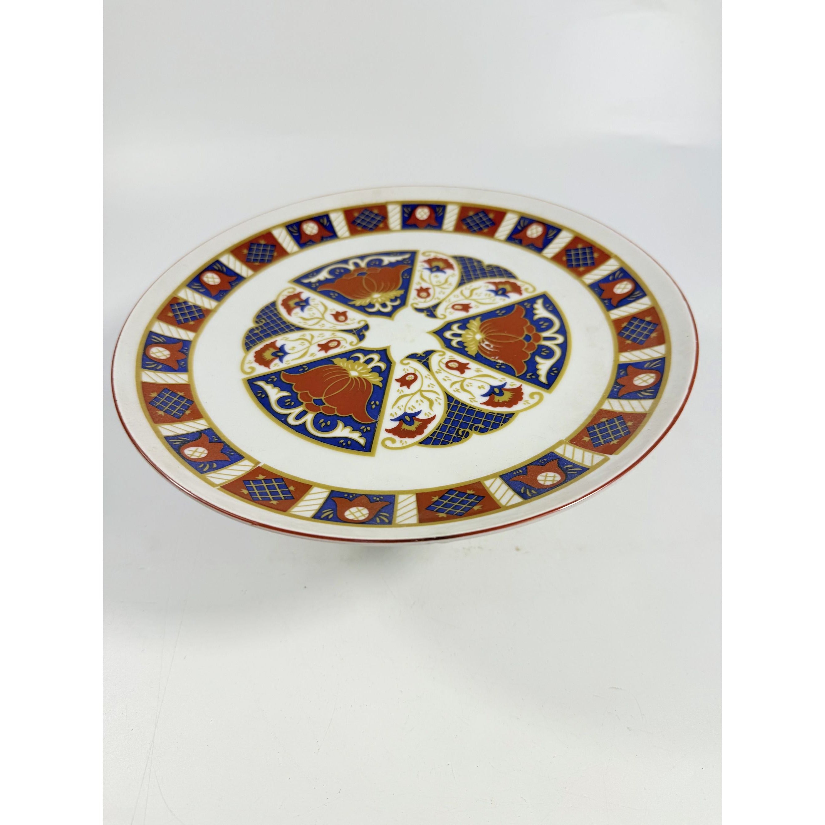 Pedestal Cake Plate Imari Seymour Mann Derbyshire Footed Replacement China Vintage Serving Pieces Red Blue Gold Vintage Japan Porcelain