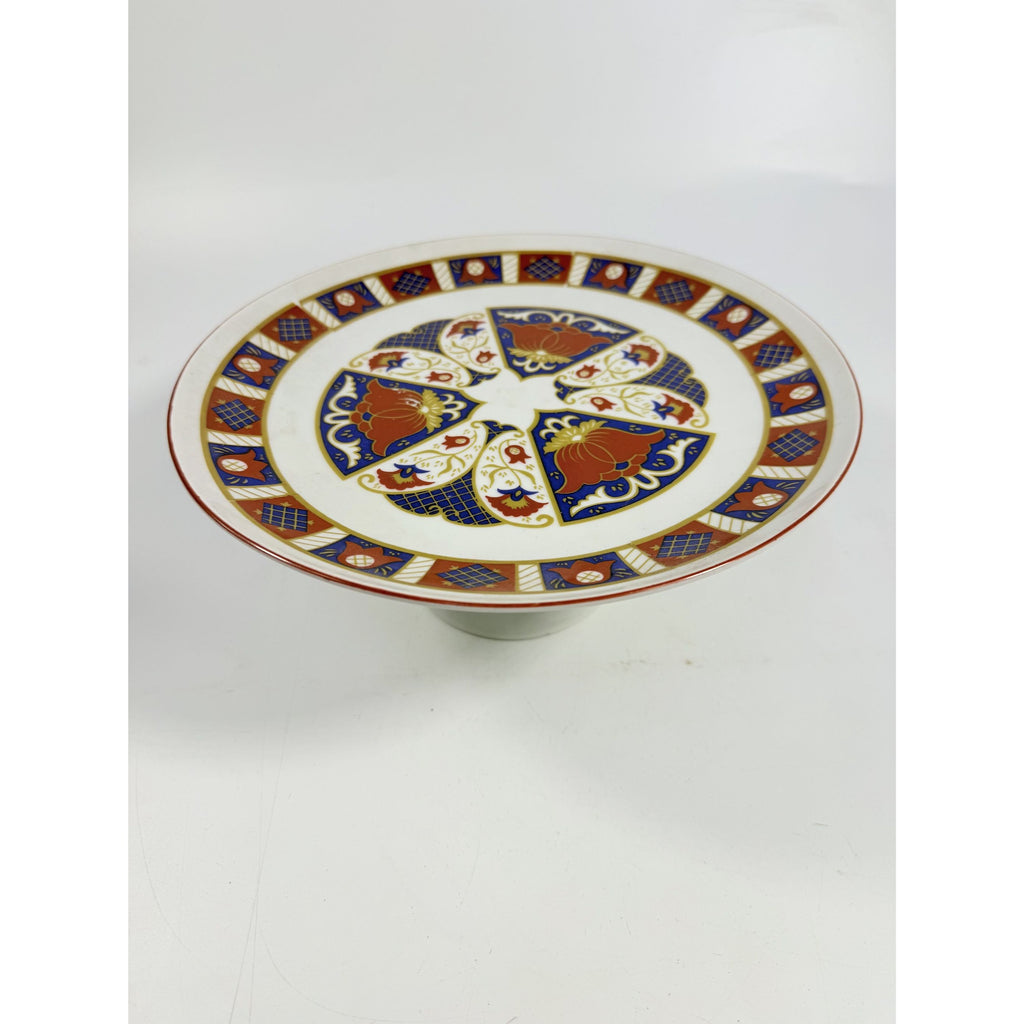 Pedestal Cake Plate Imari Seymour Mann Derbyshire Footed Replacement China Vintage Serving Pieces Red Blue Gold Vintage Japan Porcelain