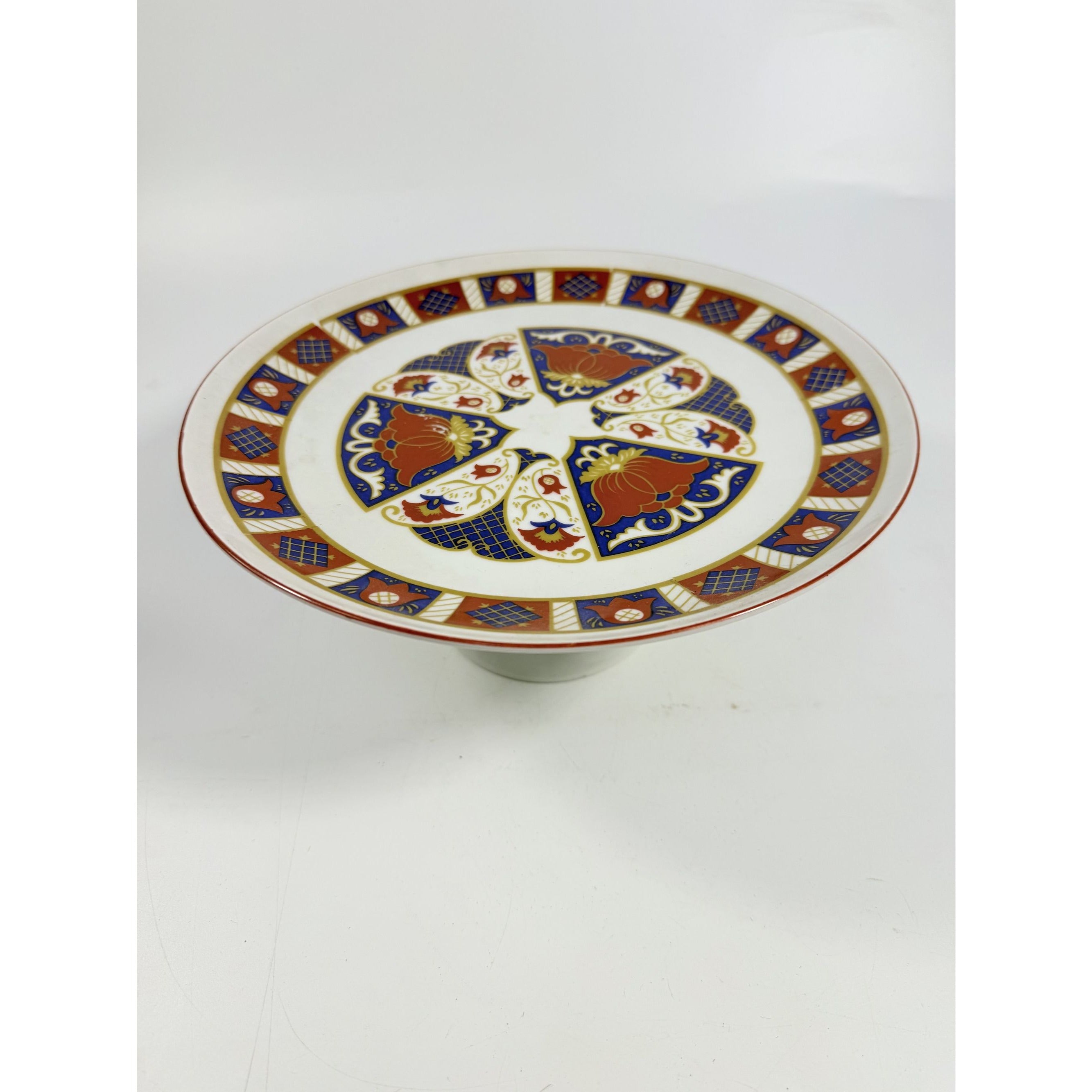 Pedestal Cake Plate Imari Seymour Mann Derbyshire Footed Replacement China Vintage Serving Pieces Red Blue Gold Vintage Japan Porcelain