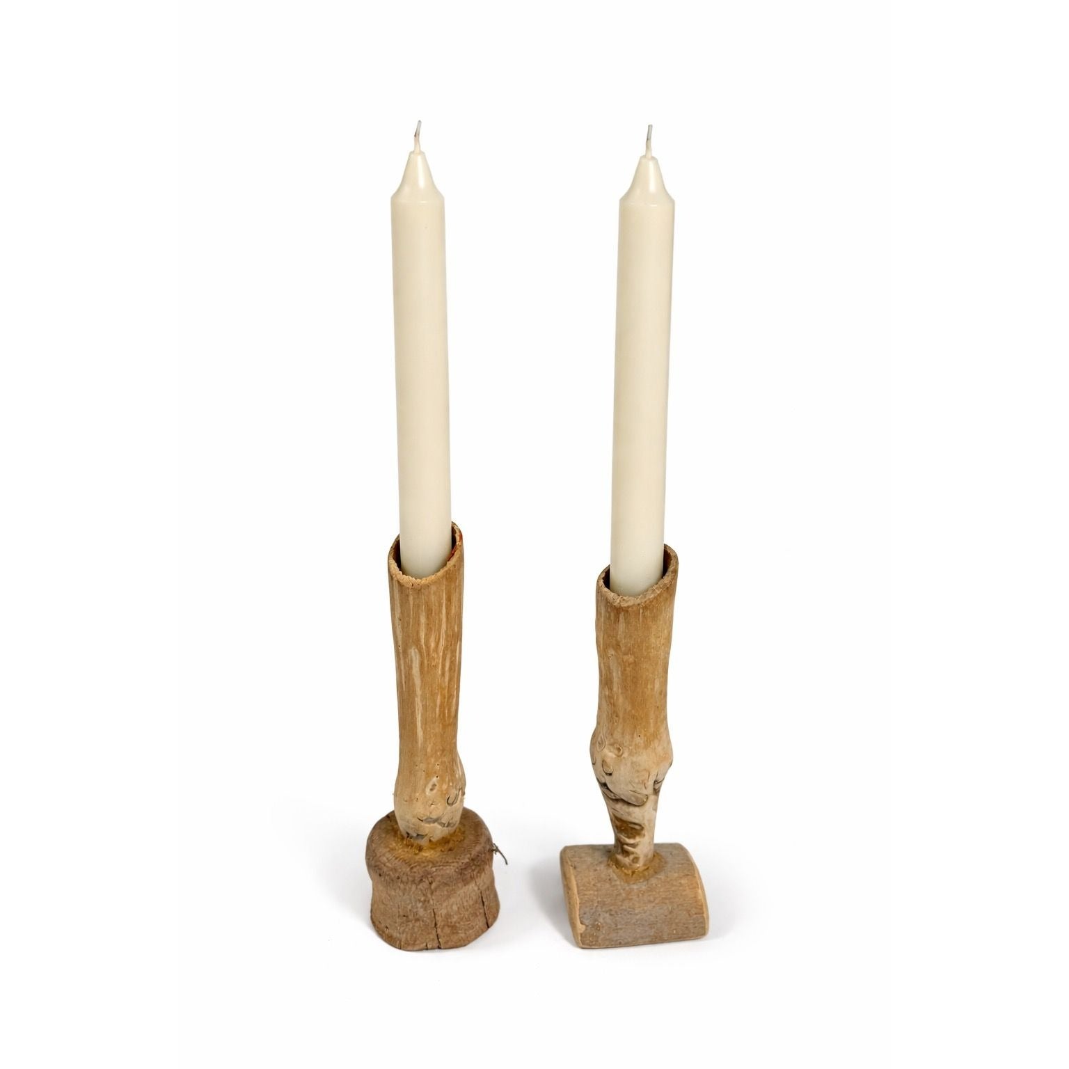 Wooden Taper Candle Holder Pair Hand Carved Vintage Burled Wood Set Pair Whittled Folk Art Primitive Farmhouse Cottage Core Table Home Decor