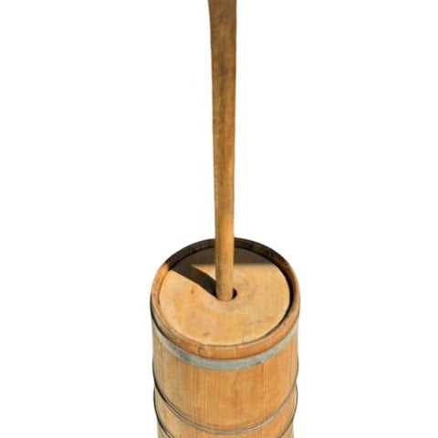 Wooden Butter Churn Iron Rings Lid 15 Gallon Lid Dasher Barrel Style Kitchen Equiptment Vintage Farmhouse Primitive Rustic Decorative Accent