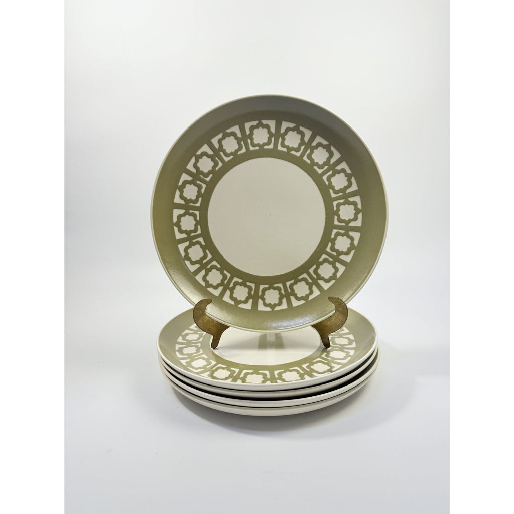 Ironstone Dinner Plates Harkerware Persian Key Sage Green Set 5 Replacement China Ovenware Dining Mid Century Restaurant Vintage Retro