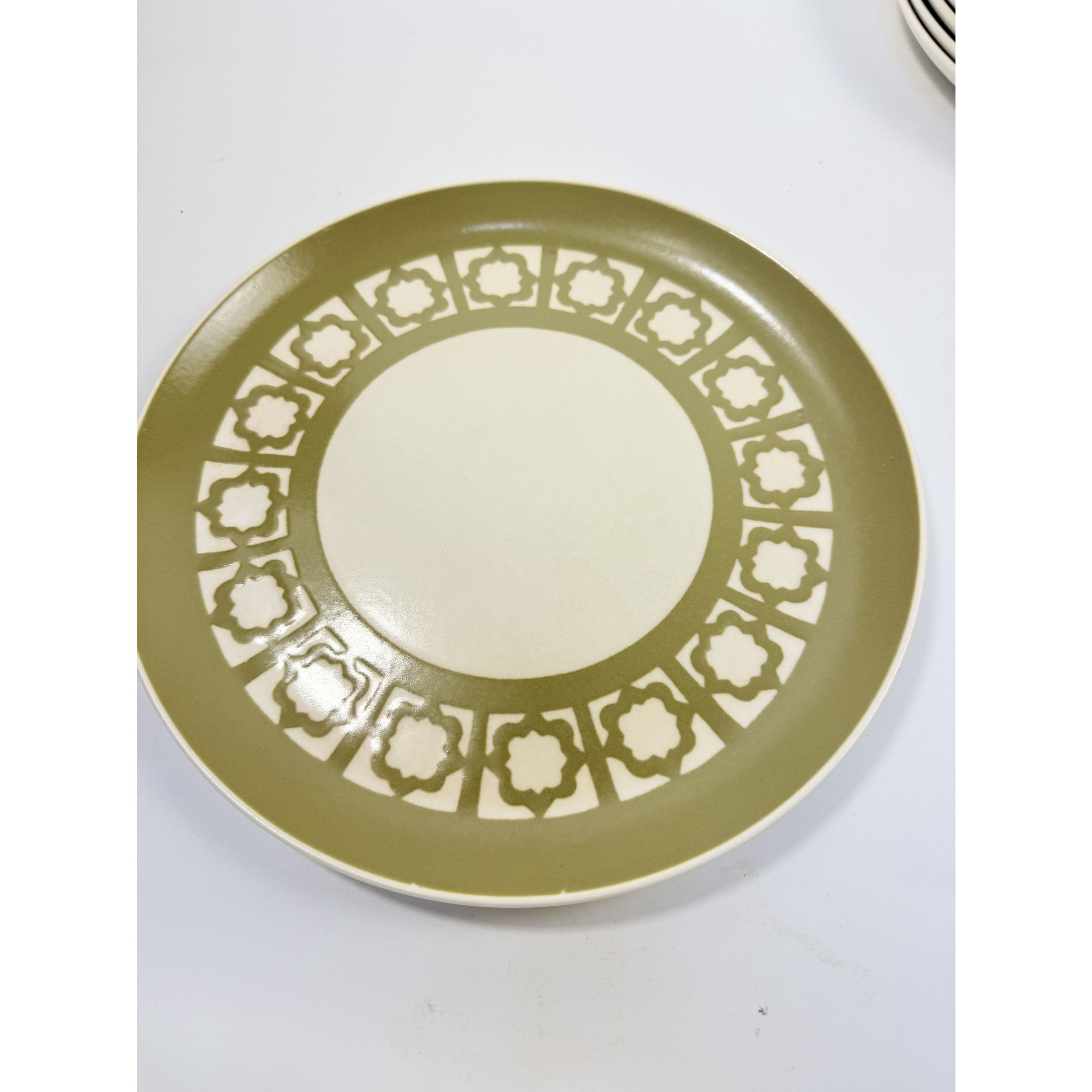 Ironstone Dinner Plates Harkerware Persian Key Sage Green Set 5 Replacement China Ovenware Dining Mid Century Restaurant Vintage Retro