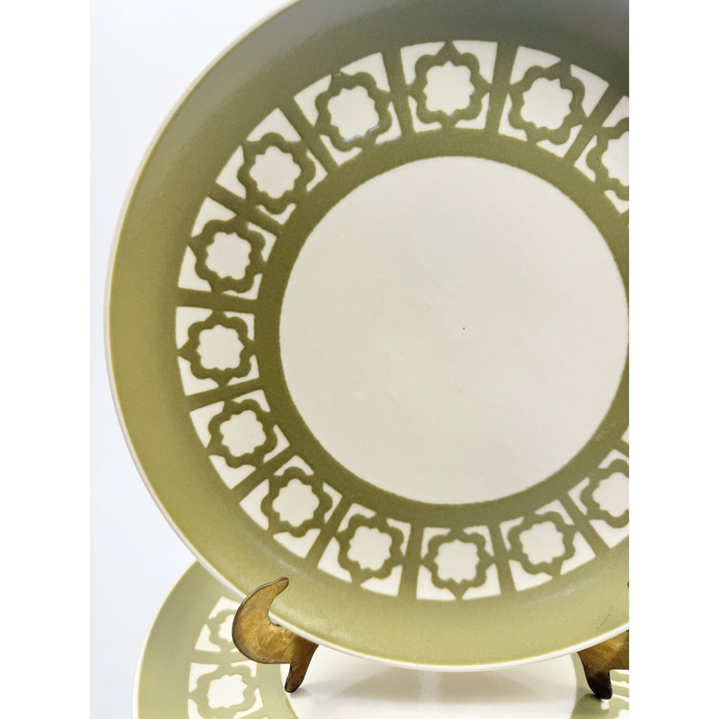 Ironstone Dinner Plates Harkerware Persian Key Sage Green Set 5 Replacement China Ovenware Dining Mid Century Restaurant Vintage Retro