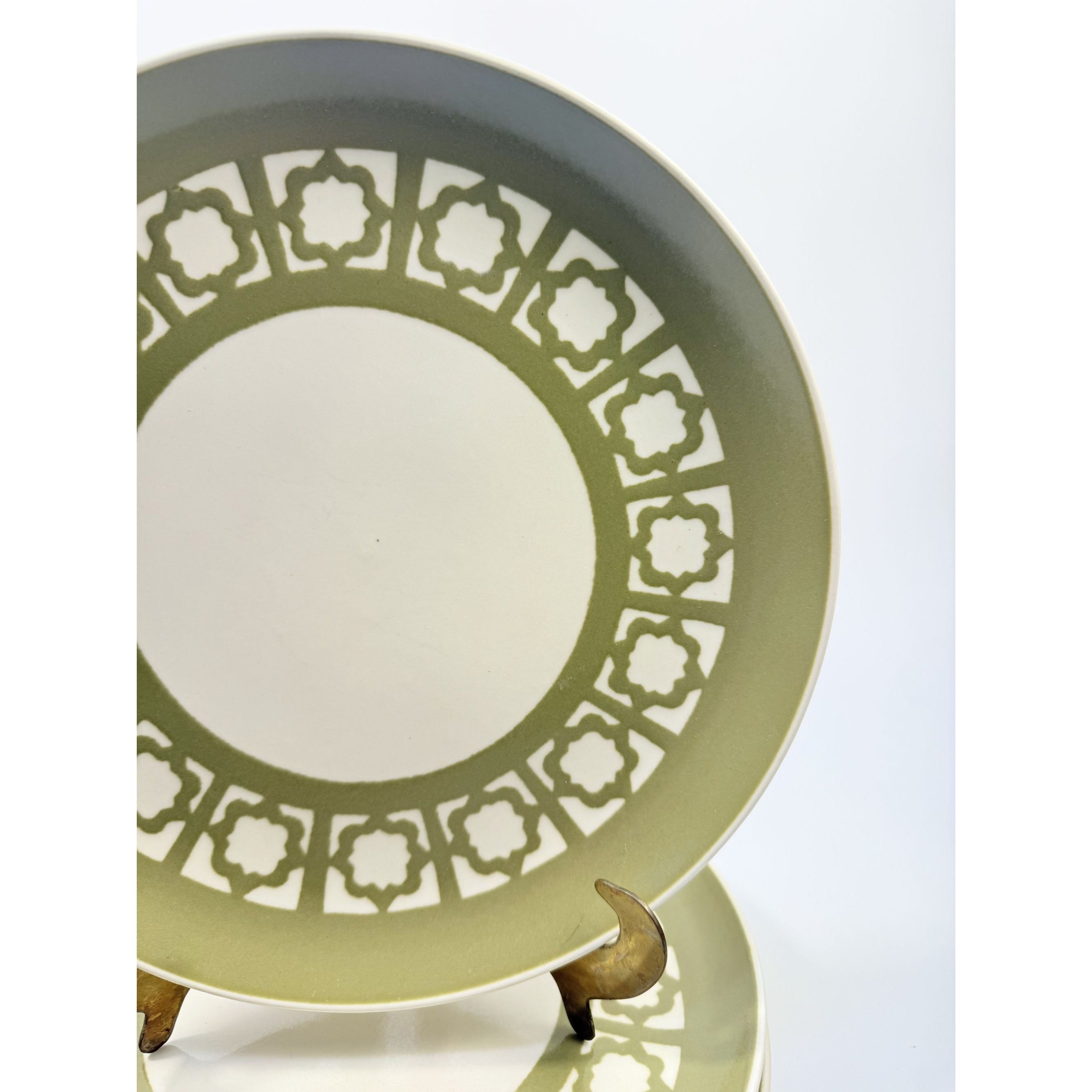 Ironstone Dinner Plates Harkerware Persian Key Sage Green Set 5 Replacement China Ovenware Dining Mid Century Restaurant Vintage Retro