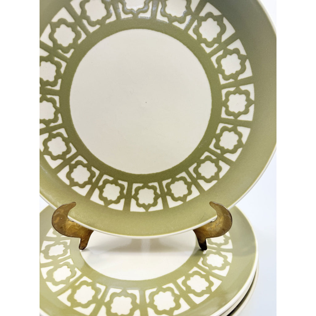Ironstone Dinner Plates Harkerware Persian Key Sage Green Set 5 Replacement China Ovenware Dining Mid Century Restaurant Vintage Retro