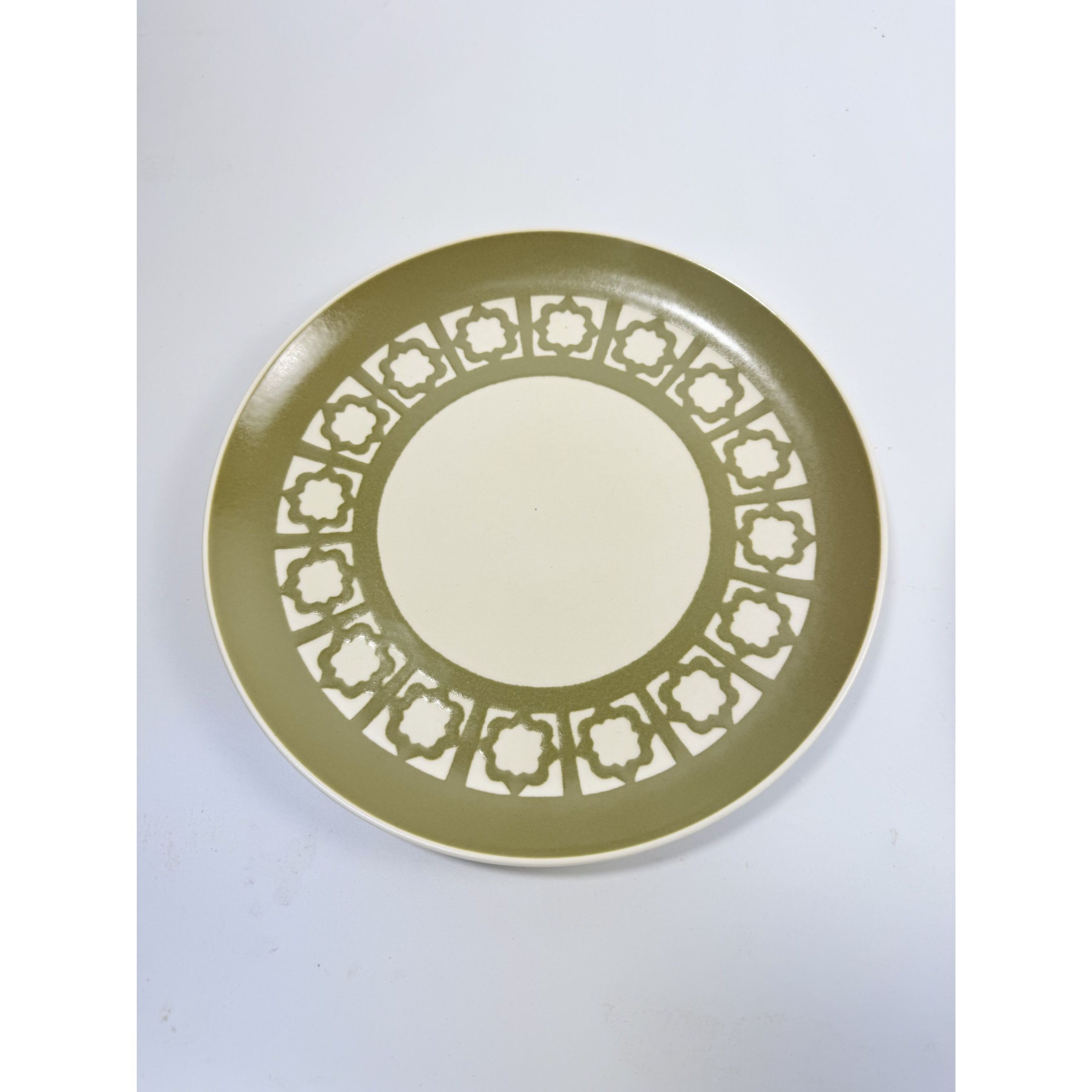 Ironstone Dinner Plates Harkerware Persian Key Sage Green Set 5 Replacement China Ovenware Dining Mid Century Restaurant Vintage Retro