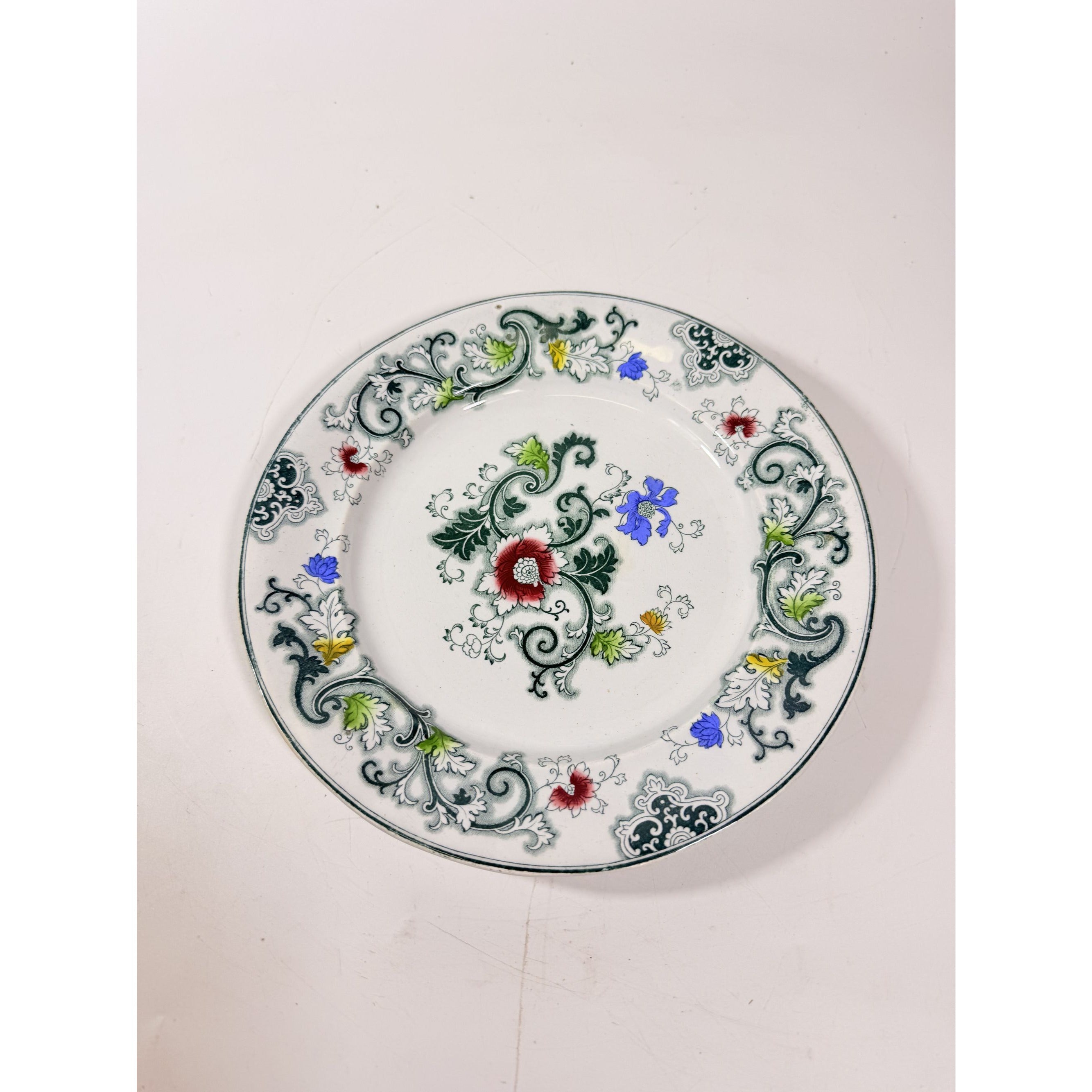 Transferware Ironstone Dinner Plate Francis Morley Aurora Blue Green Transfer ware 9 1/4” Plate Circa 1845-1858