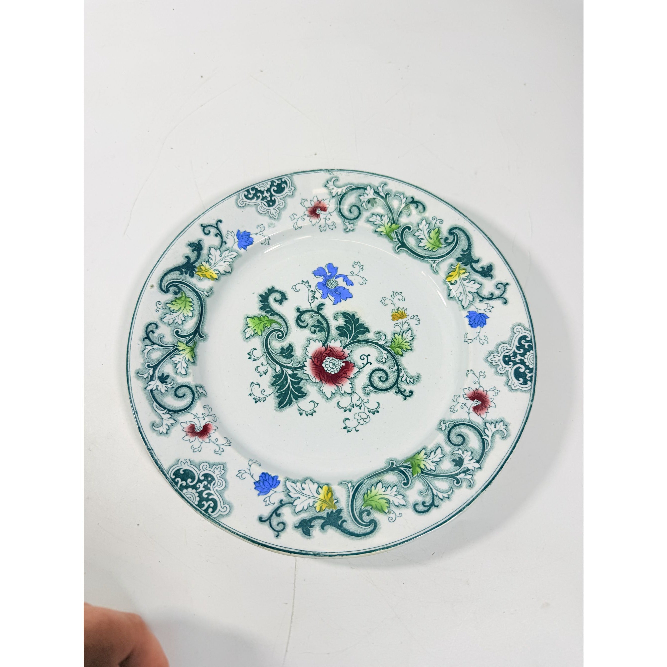 Transferware Ironstone Dinner Plate Francis Morley Aurora Blue Green Transfer ware 9 1/4” Plate Circa 1845-1858