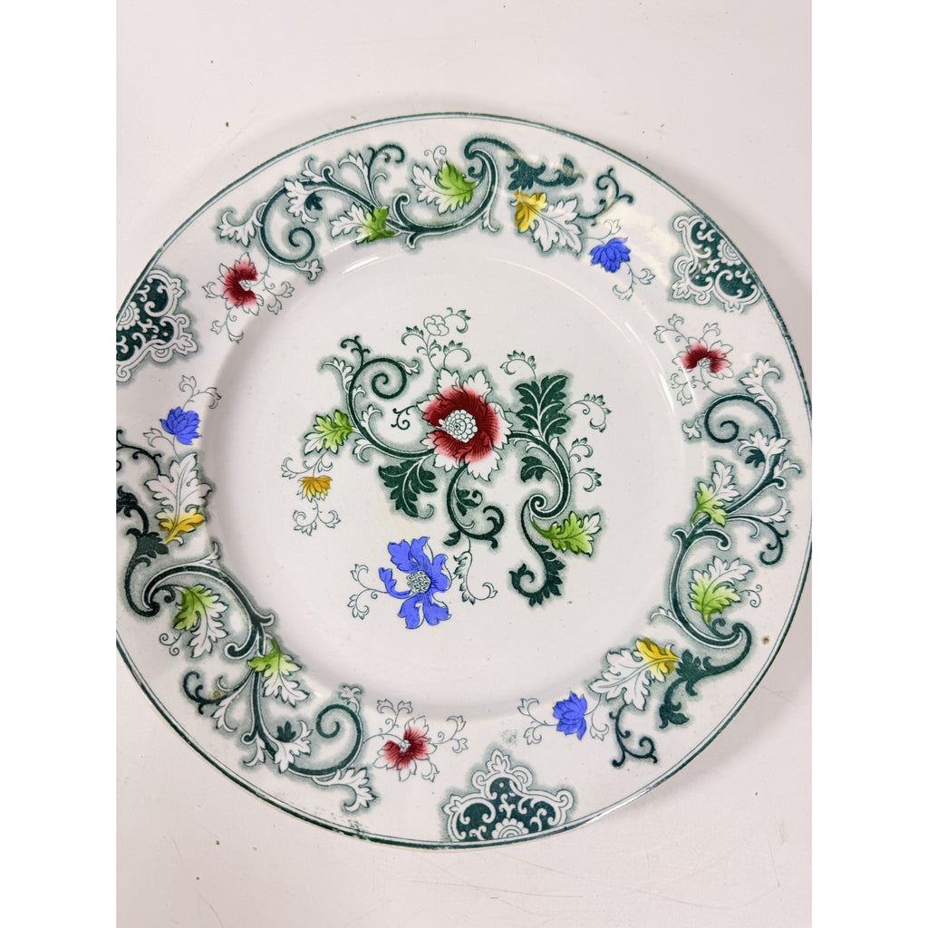Transferware Ironstone Dinner Plate Francis Morley Aurora Blue Green Transfer ware 9 1/4” Plate Circa 1845-1858