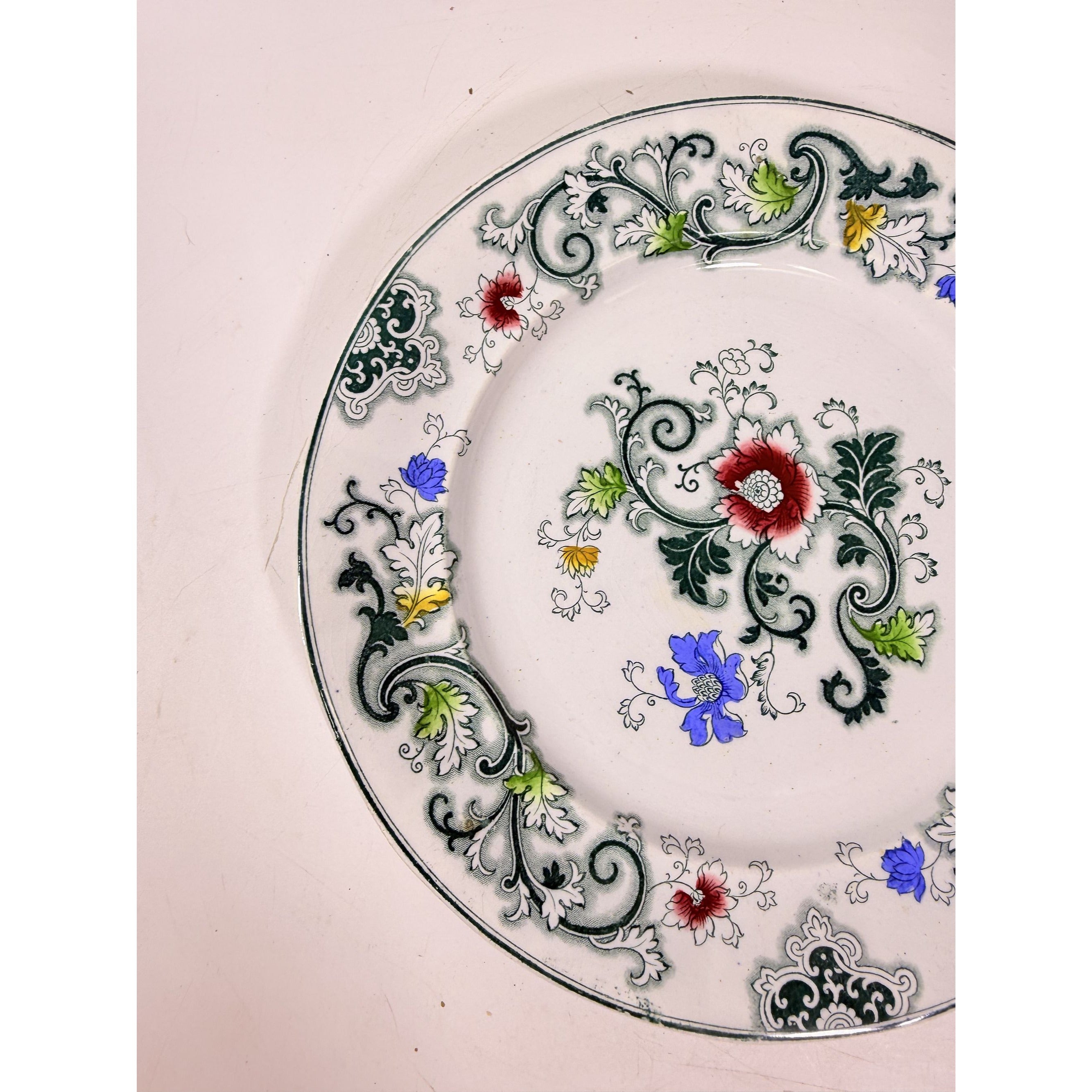 Transferware Ironstone Dinner Plate Francis Morley Aurora Blue Green Transfer ware 9 1/4” Plate Circa 1845-1858