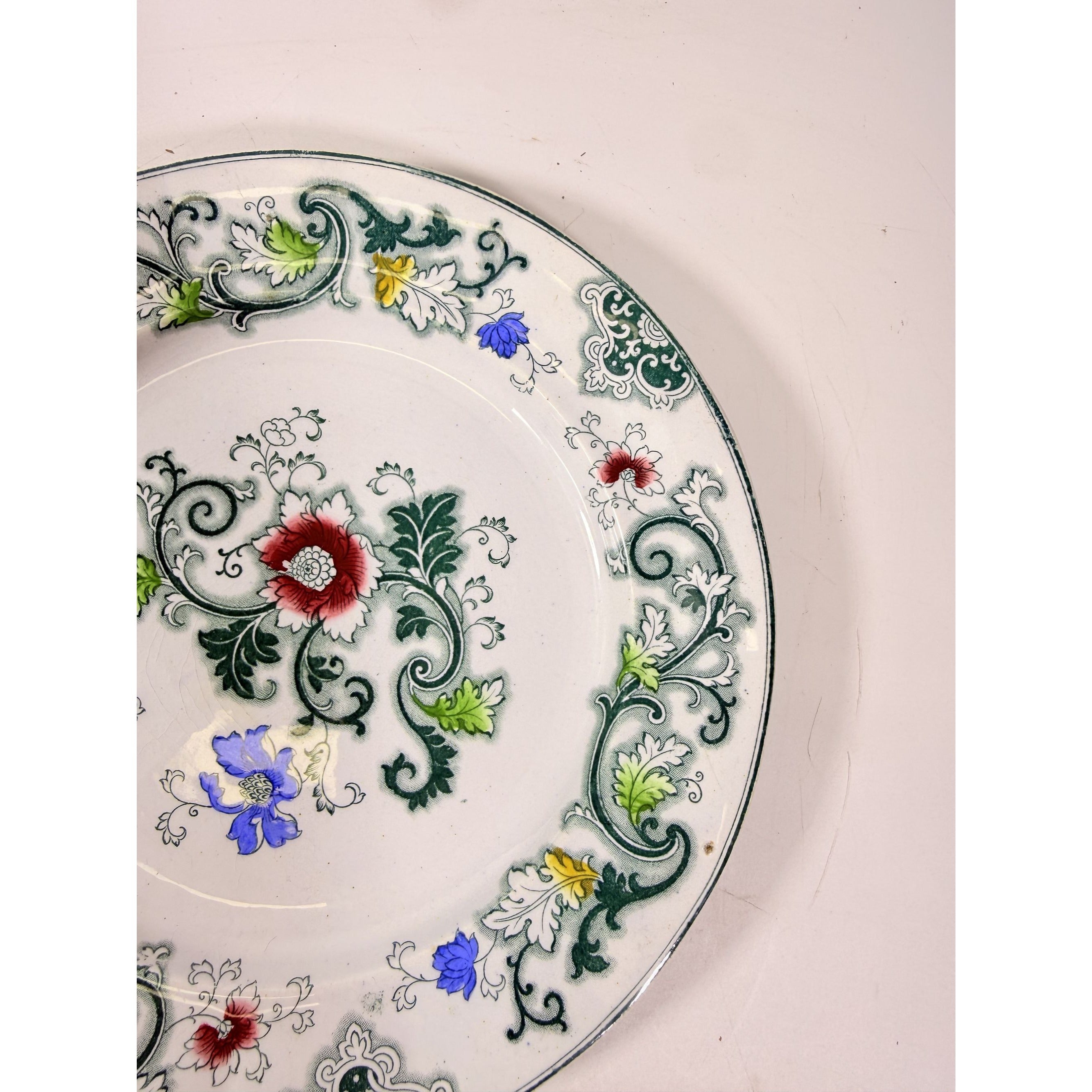 Transferware Ironstone Dinner Plate Francis Morley Aurora Blue Green Transfer ware 9 1/4” Plate Circa 1845-1858
