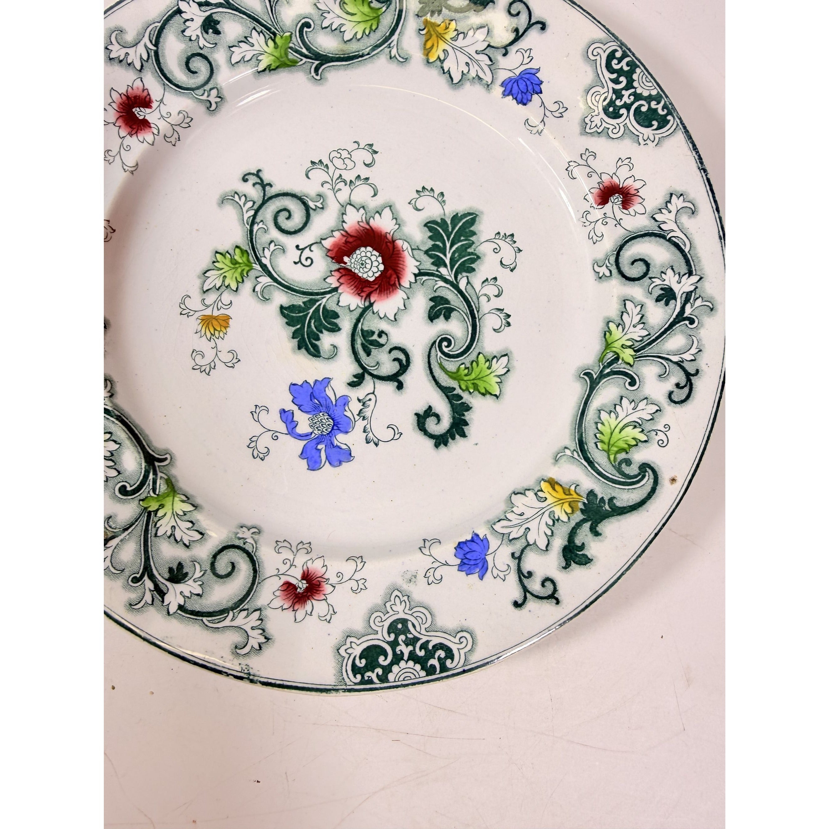 Transferware Ironstone Dinner Plate Francis Morley Aurora Blue Green Transfer ware 9 1/4” Plate Circa 1845-1858