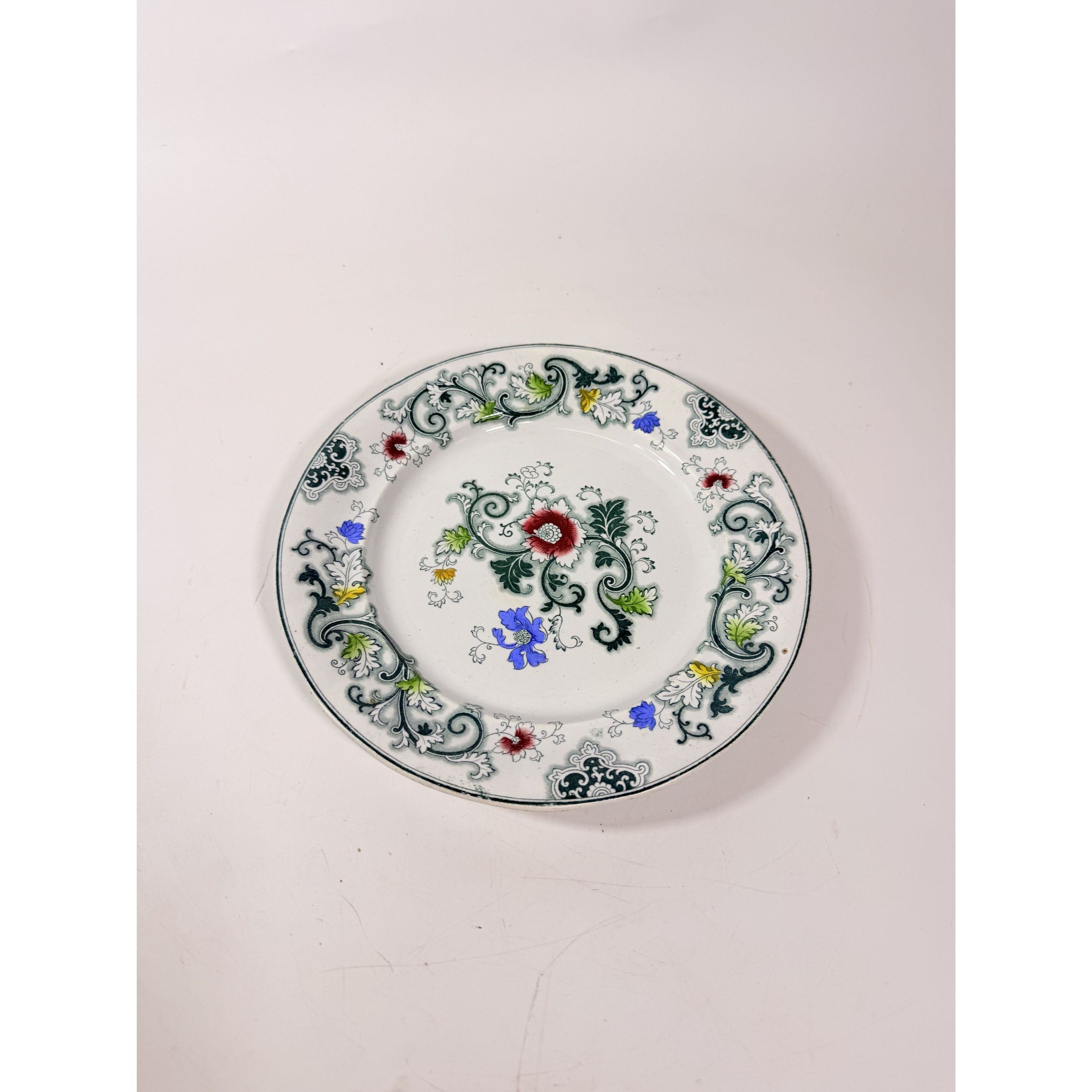 Transferware Ironstone Dinner Plate Francis Morley Aurora Blue Green Transfer ware 9 1/4” Plate Circa 1845-1858