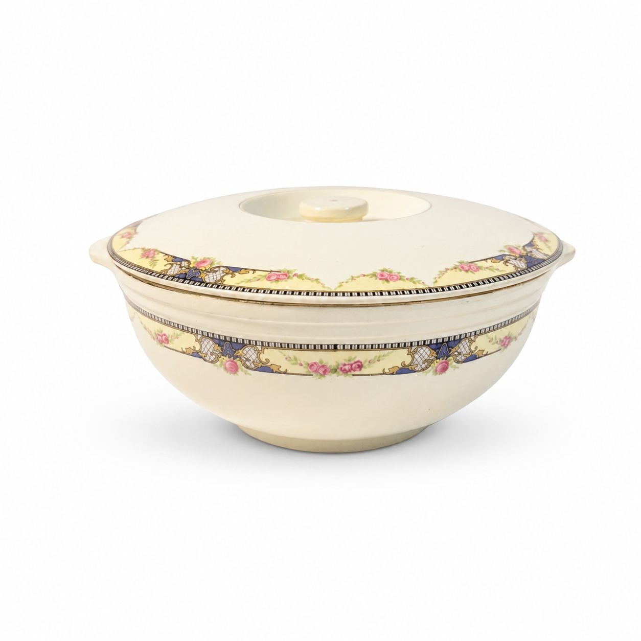 Ironstone Covered Casserole Lidded Serving Dish Universal Floral Cambridge Camwood Ivory Replacement China Vintage Cottage Grannny Core