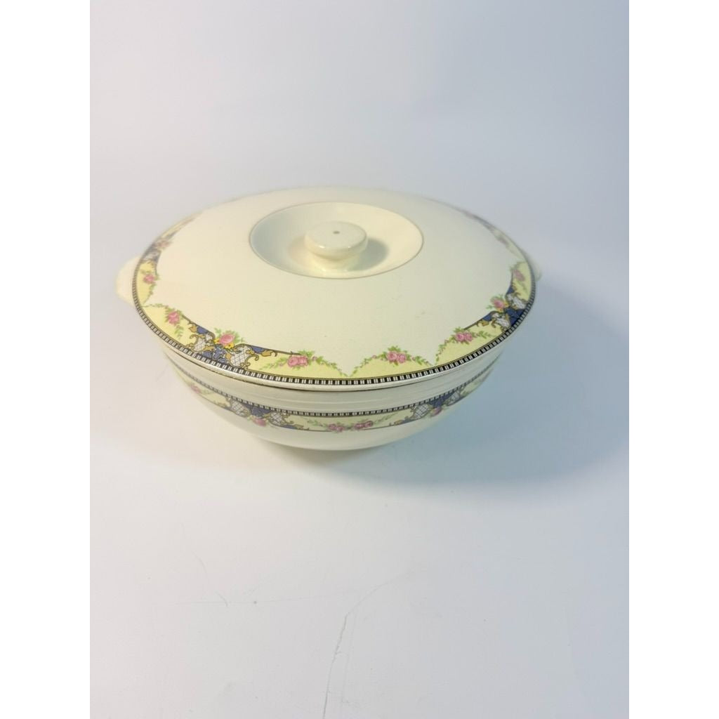 Ironstone Covered Casserole Lidded Serving Dish Universal Floral Cambridge Camwood Ivory Replacement China Vintage Cottage Grannny Core