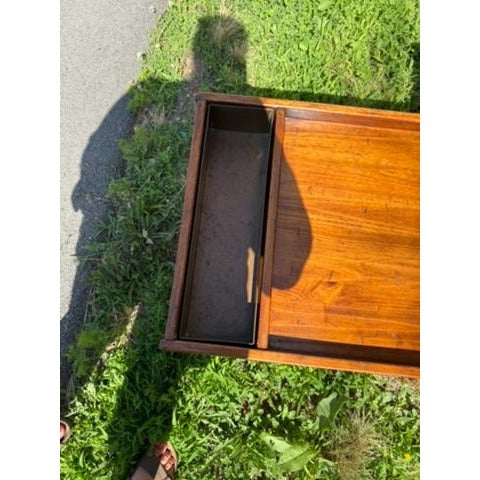Cobblers Bench End Side Table Colonial Style Link Taylor Pilgrim Pine Copper Bowl Flower Planter Vintage Furniture Unique Mid Century