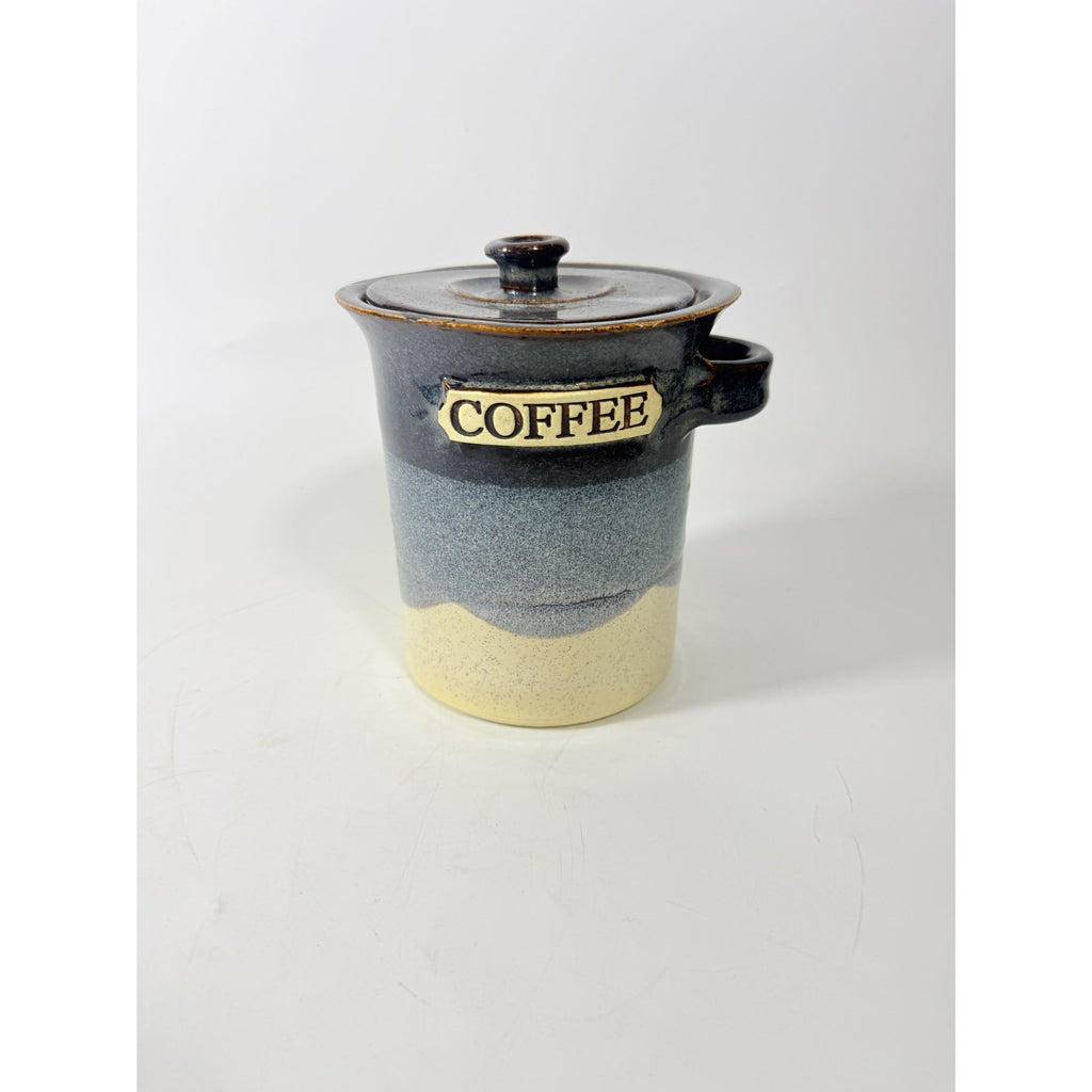 Pottery Coffee Canister Handle Stegall Pottery Vintage with Spoon Rest Hand Thrown Studio Art Tennessee Artist Signed Kitchen Storage