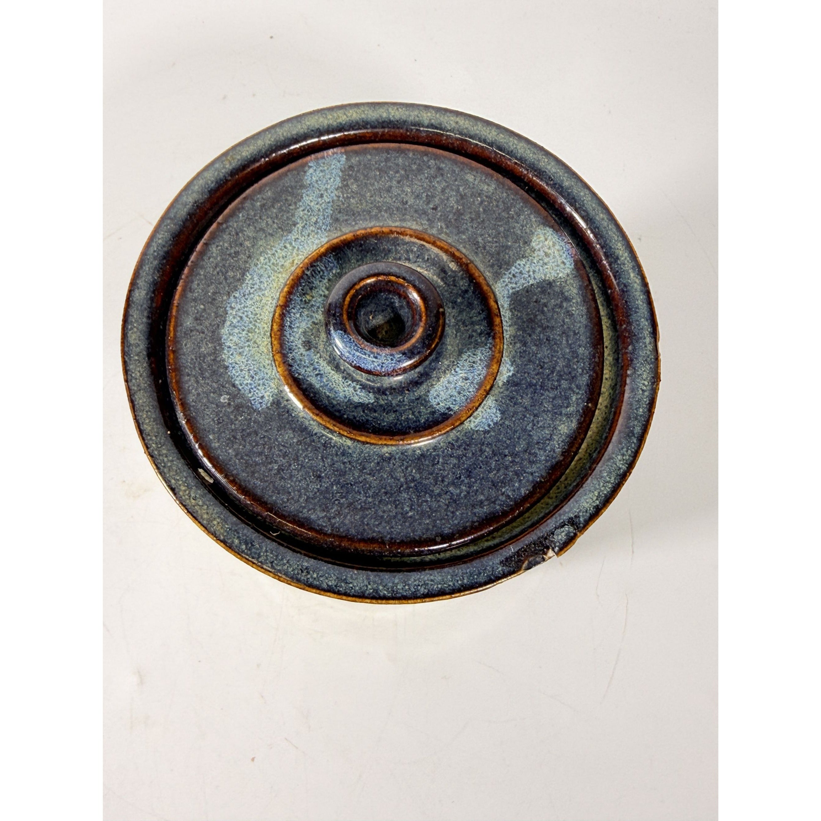 Pottery Coffee Canister Handle Stegall Pottery Vintage with Spoon Rest Hand Thrown Studio Art Tennessee Artist Signed Kitchen Storage