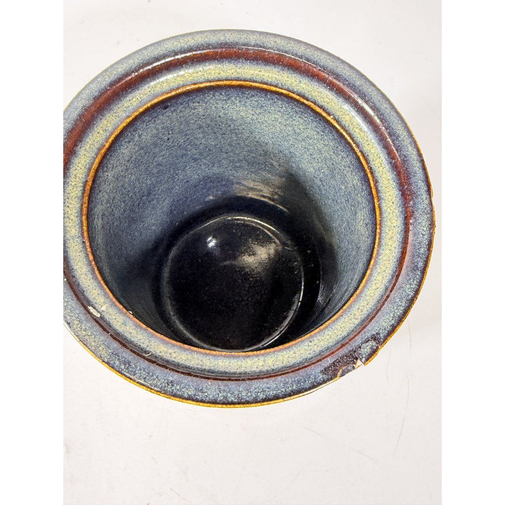 Pottery Coffee Canister Handle Stegall Pottery Vintage with Spoon Rest Hand Thrown Studio Art Tennessee Artist Signed Kitchen Storage