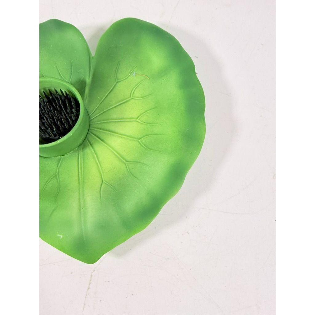 Flower Ikebana Frog Dept 56 Green Lily Pad Leaf Bisque  Spikes Japanese Arranging Vintage Home Decor Decorative Accents Centerpiece Unique