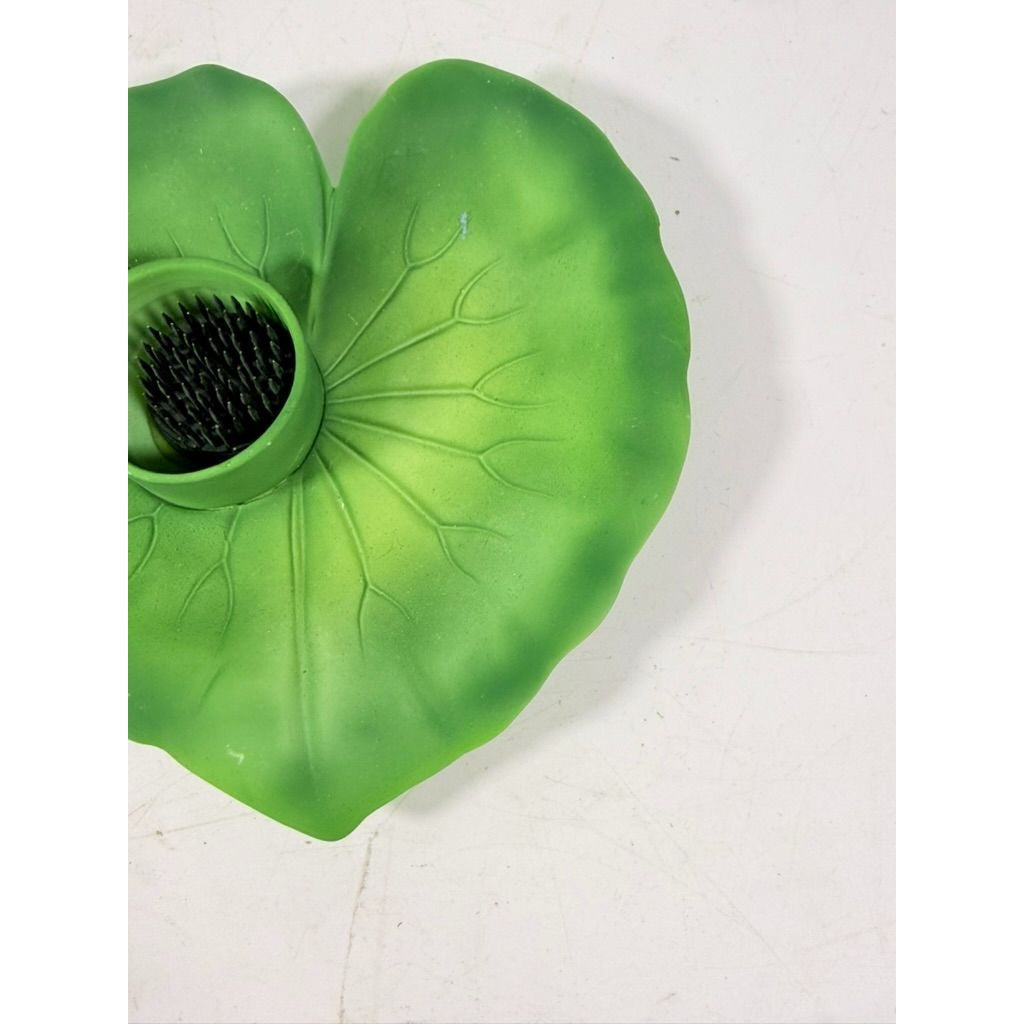 Flower Ikebana Frog Dept 56 Green Lily Pad Leaf Bisque  Spikes Japanese Arranging Vintage Home Decor Decorative Accents Centerpiece Unique