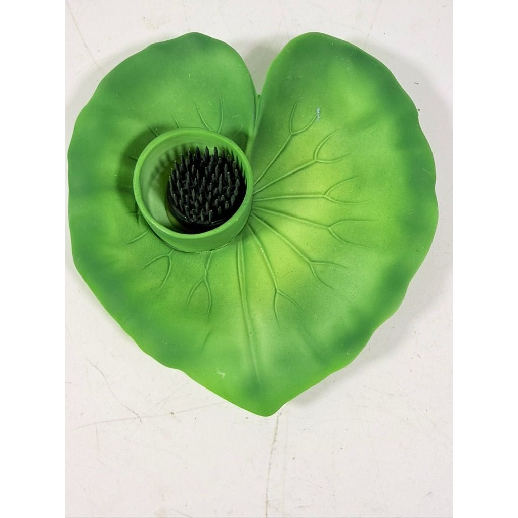 Flower Ikebana Frog Dept 56 Green Lily Pad Leaf Bisque  Spikes Japanese Arranging Vintage Home Decor Decorative Accents Centerpiece Unique