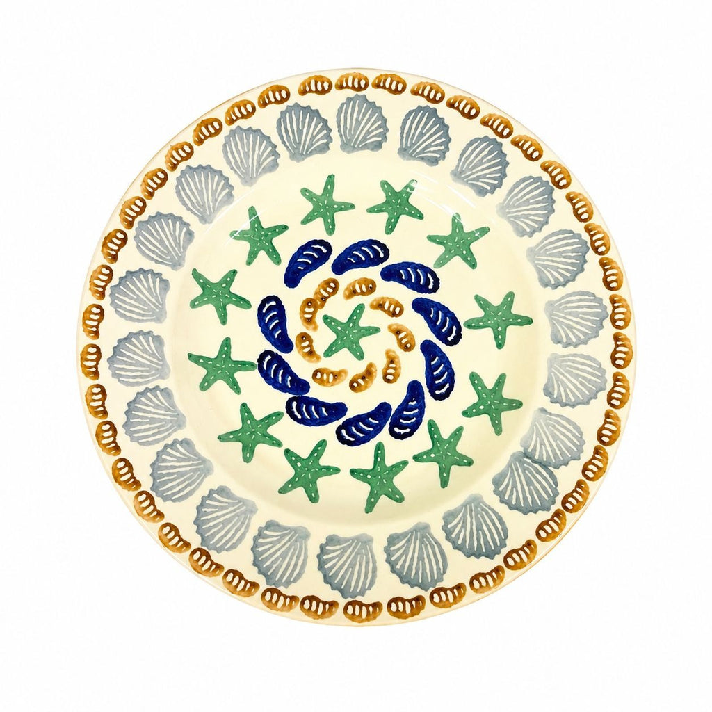 Stoneware Pottery Salad Plate Emma Bridgewater Coastal Shell Oysters Hand Painted Spongeware Replacement China English