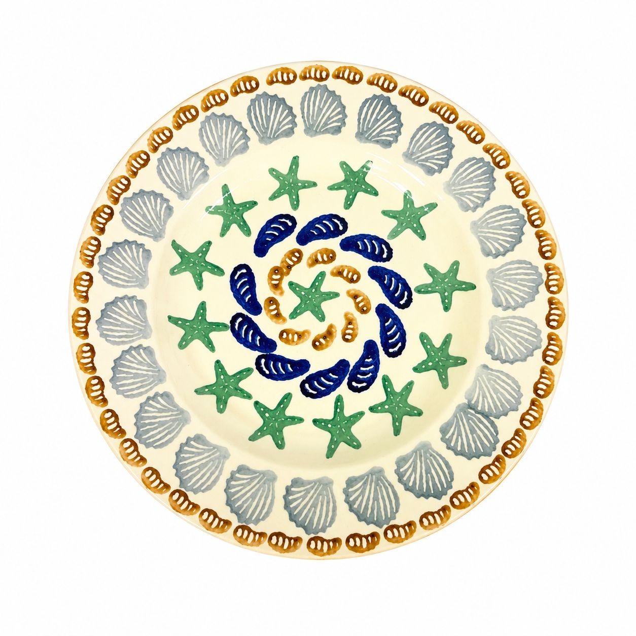 Stoneware Pottery Salad Plate Emma Bridgewater Coastal Shell Oysters Hand Painted Spongeware Replacement China English