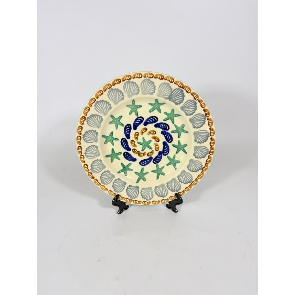 Stoneware Pottery Salad Plate Emma Bridgewater Coastal Shell Oysters Hand Painted Spongeware Replacement China English