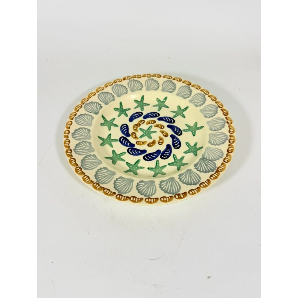 Stoneware Pottery Salad Plate Emma Bridgewater Coastal Shell Oysters Hand Painted Spongeware Replacement China English