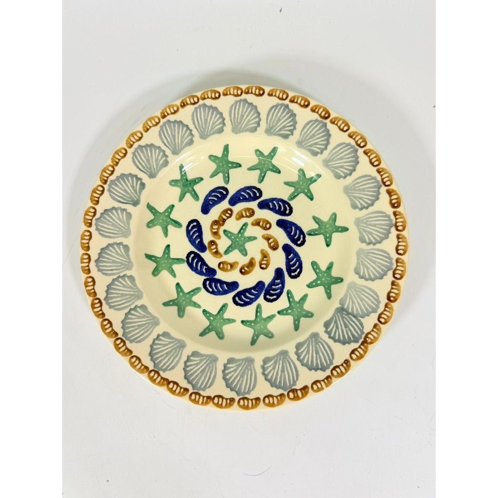 Stoneware Pottery Salad Plate Emma Bridgewater Coastal Shell Oysters Hand Painted Spongeware Replacement China English