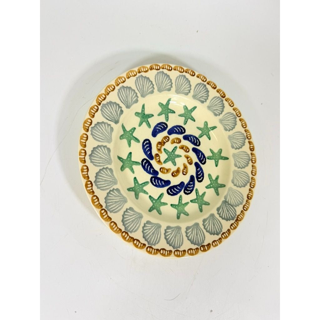 Stoneware Pottery Salad Plate Emma Bridgewater Coastal Shell Oysters Hand Painted Spongeware Replacement China English