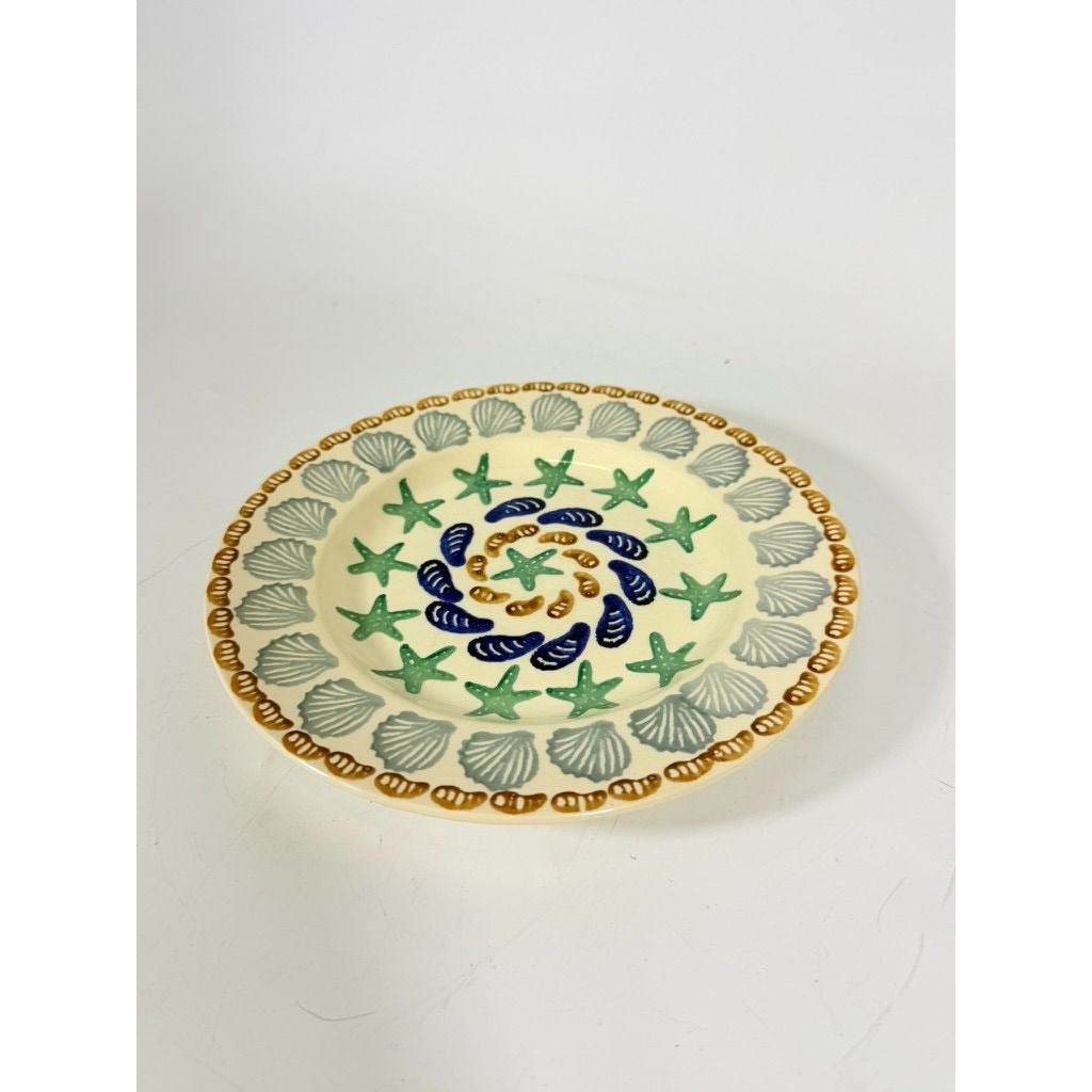 Stoneware Pottery Salad Plate Emma Bridgewater Coastal Shell Oysters Hand Painted Spongeware Replacement China English